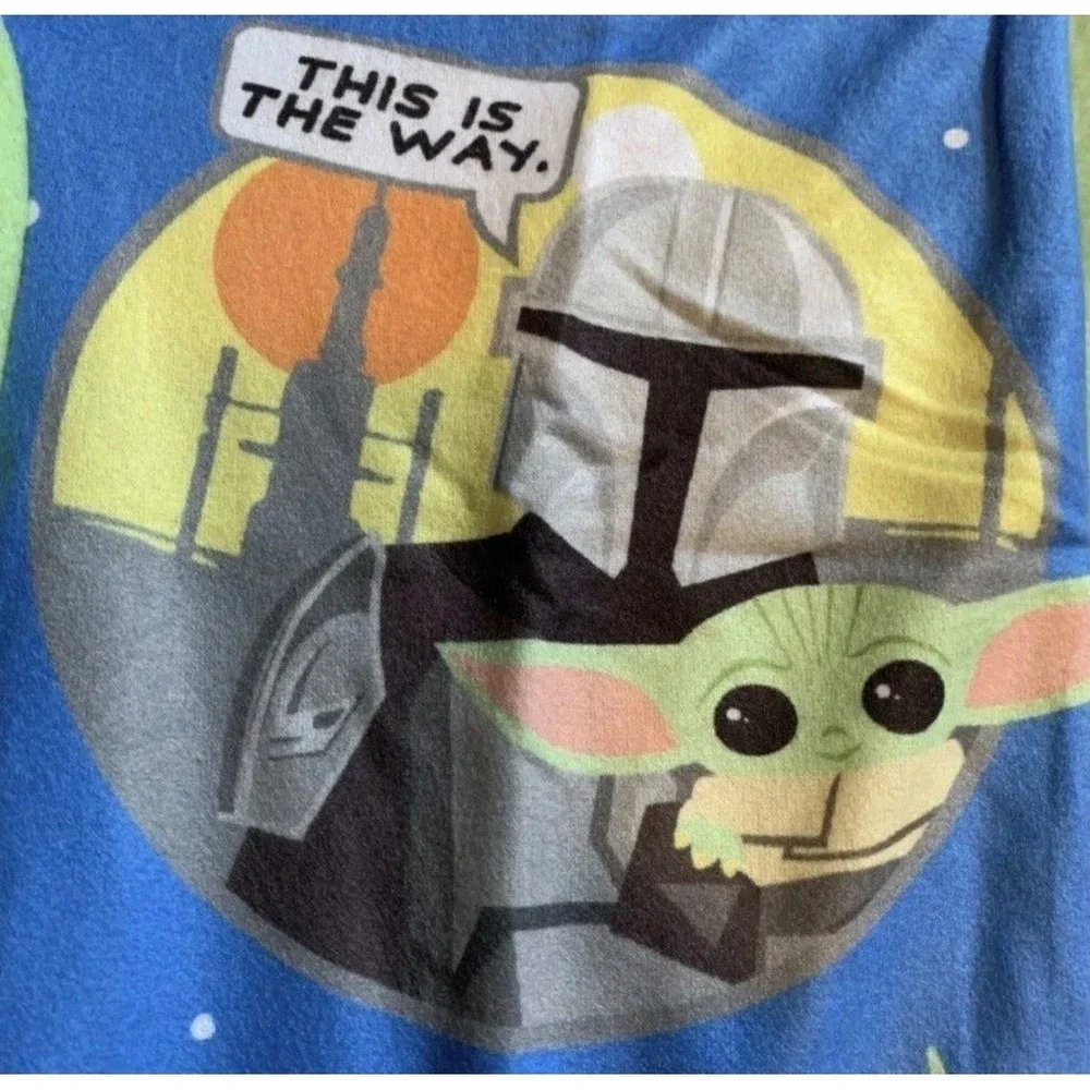 Star‎ Wars Grogu One Piece Pajamas Boys 4/5 Blue New Mandalorian Fleece Sleeper
